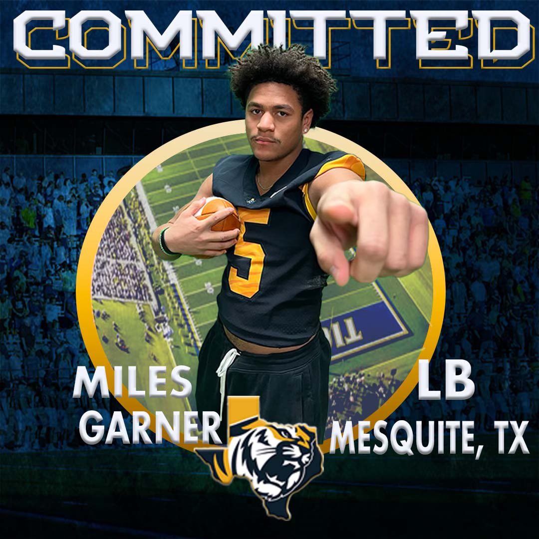 milesgarner12's tweet photo. After having a major talk I’m proud to say that I’m 100% committed to ETBU @PoteetRecruits @Coach_MasonETBU @ETBU_Football 🔵🟡 #gotiger https://t.co/OHFhoh5E87