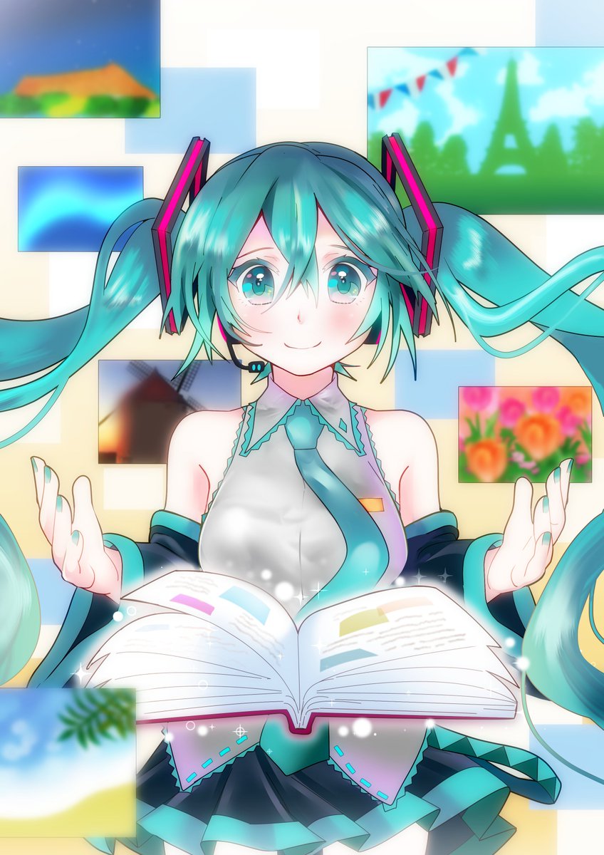 初音ミク 「たくさんの物語
#初音ミク 」|milktea＋のイラスト