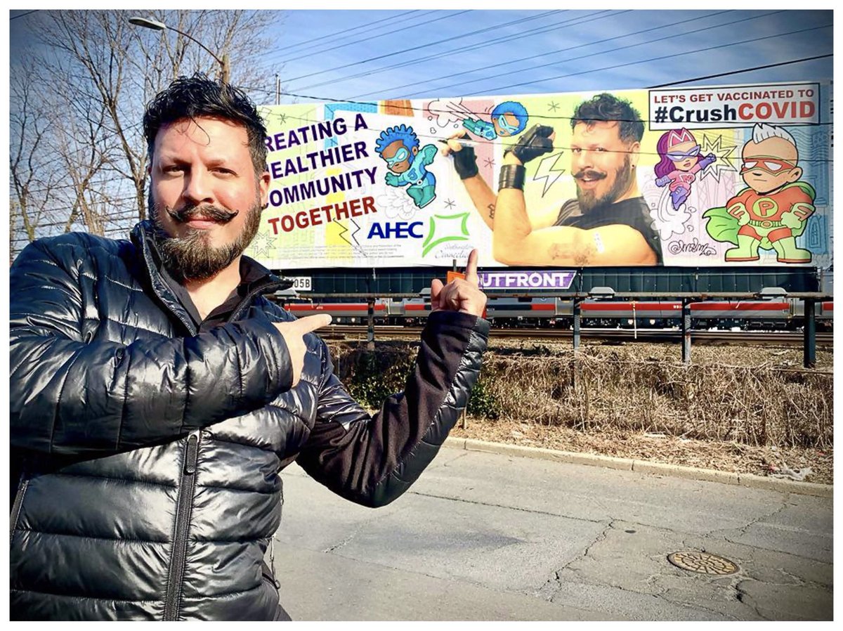 RickyMestre's tweet photo. Passed by my billboard’s current location to pose by it in Stamford CT. #crushCovid https://t.co/yLDA0scvRj