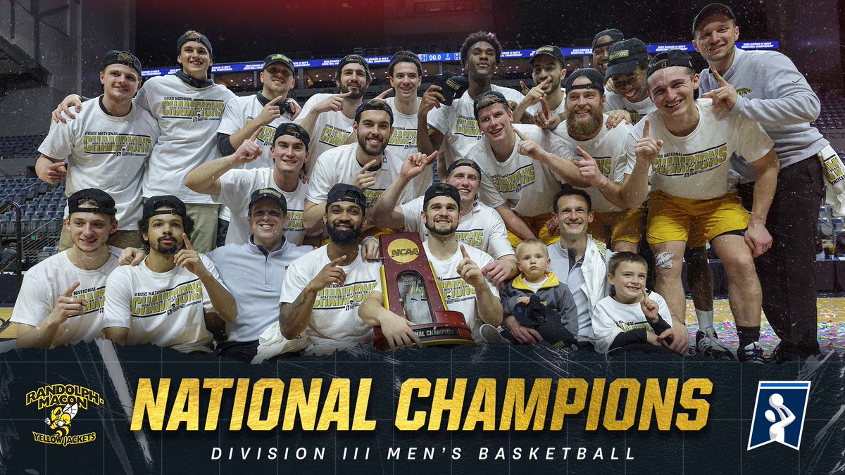 NCAA (@ncaa) on Twitter photo HISTORY for the Yellow Jackets!
<a href="/RMCathletics/">Randolph-Macon College Athletics</a> captures the 2022 <a href="/NCAADIII/">NCAA Division III</a> men’s basketball national title for the program's first!
#d3hoops HISTORY for the Yellow Jackets!
<a href="/RMCathletics/">Randolph-Macon College Athletics</a> captures the 2022 <a href="/NCAADIII/">NCAA Division III</a> men’s basketball national title for the program's first!
#d3hoops