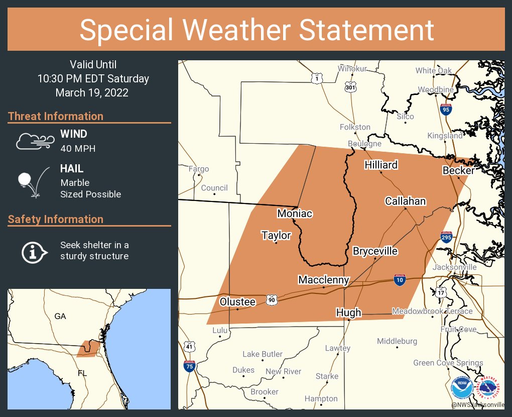 NWS Jacksonville on Twitter "A special weather statement has been