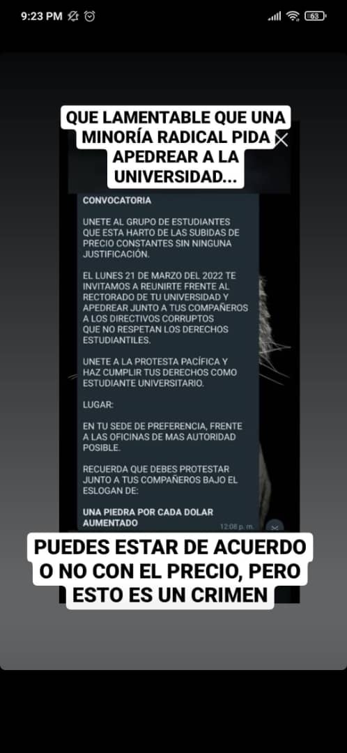 GIndaga's tweet photo. Hace unos minutos al bloque de delegados encargados del control sobre la situación conocida como, #NOALAUMENTODELSEMESTREUSM, éstos mismos queremos hacer saber a la comunidad estudiantil y las mismas autoridades que este tipo de movimientos no es aprobado ni manejado por nosotros https://t.co/Jo7pbFifHj