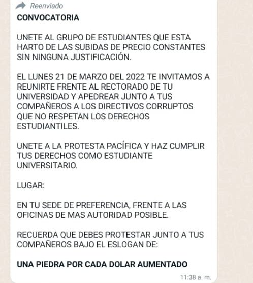 GIndaga's tweet photo. En representación de cada alumno, cada delegado y cada persona con el suficiente sentido común, hacemos saber a la Universidad Santa María, que siempre se manejaran métodos diplomáticos y civiles, estás acciones solo buscan corromper el proceso que se ha hecho hasta ahora. https://t.co/mBlphGqusz
