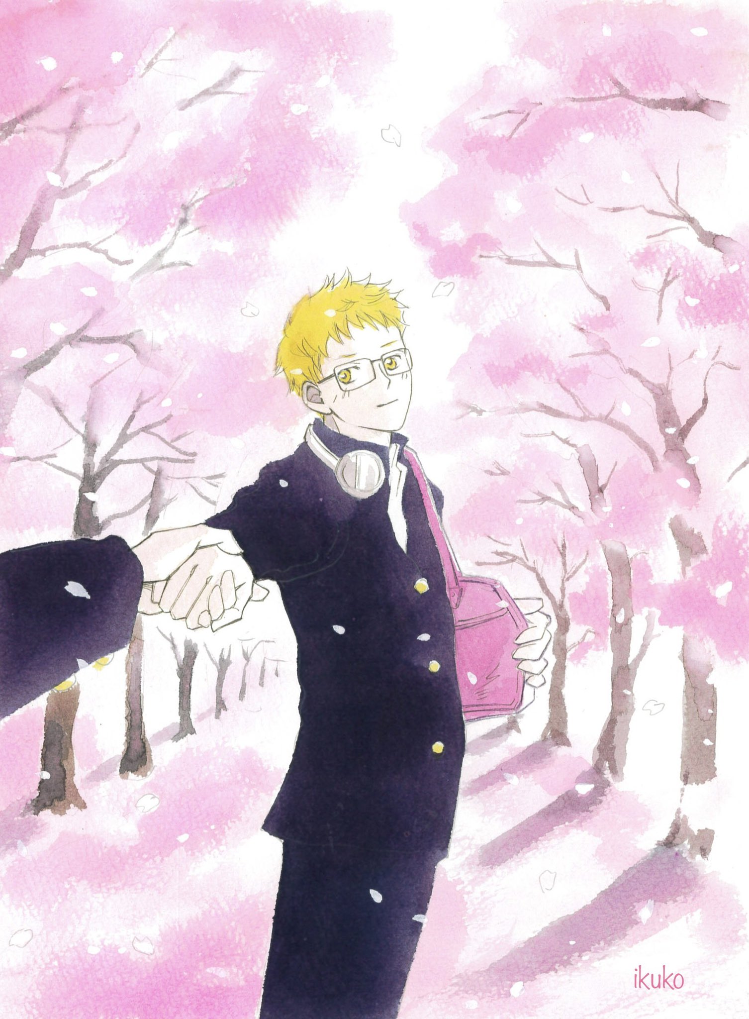 Ikuko またbanなので裏にいます 月山版深夜の真剣お絵描き60分一本勝負 さくら 花吹雪 風の中 キミが笑った道 の花吹雪 イエモンなのでね めちゃエロい歌です いい歌です コンビニスキャンしたら色が飛んだのでかなり塗り足して