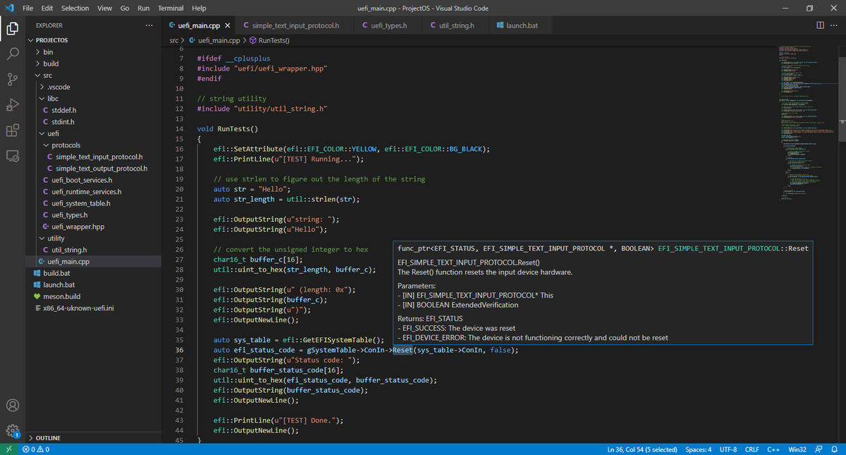 Afterback_'s tweet photo. Behind the scenes of ProjectOS... 😃
The UEFI interfaces are being rewritten to be implemented in modern C++ instead of C, cutting down the LOC considerably, and speeding up the implementation time (an with better in-code documentation).
#CPP #cplusplus #technology #osdev #coding https://t.co/WUWLYVZNda