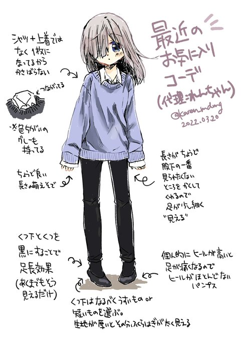 最近お気に入りの服装な落書き 