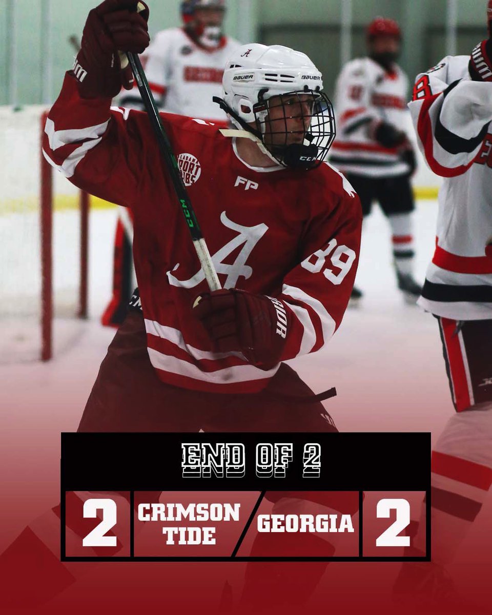 AlabamaHockeyD2's tweet image. The tide ties it up heading into the third period 😤