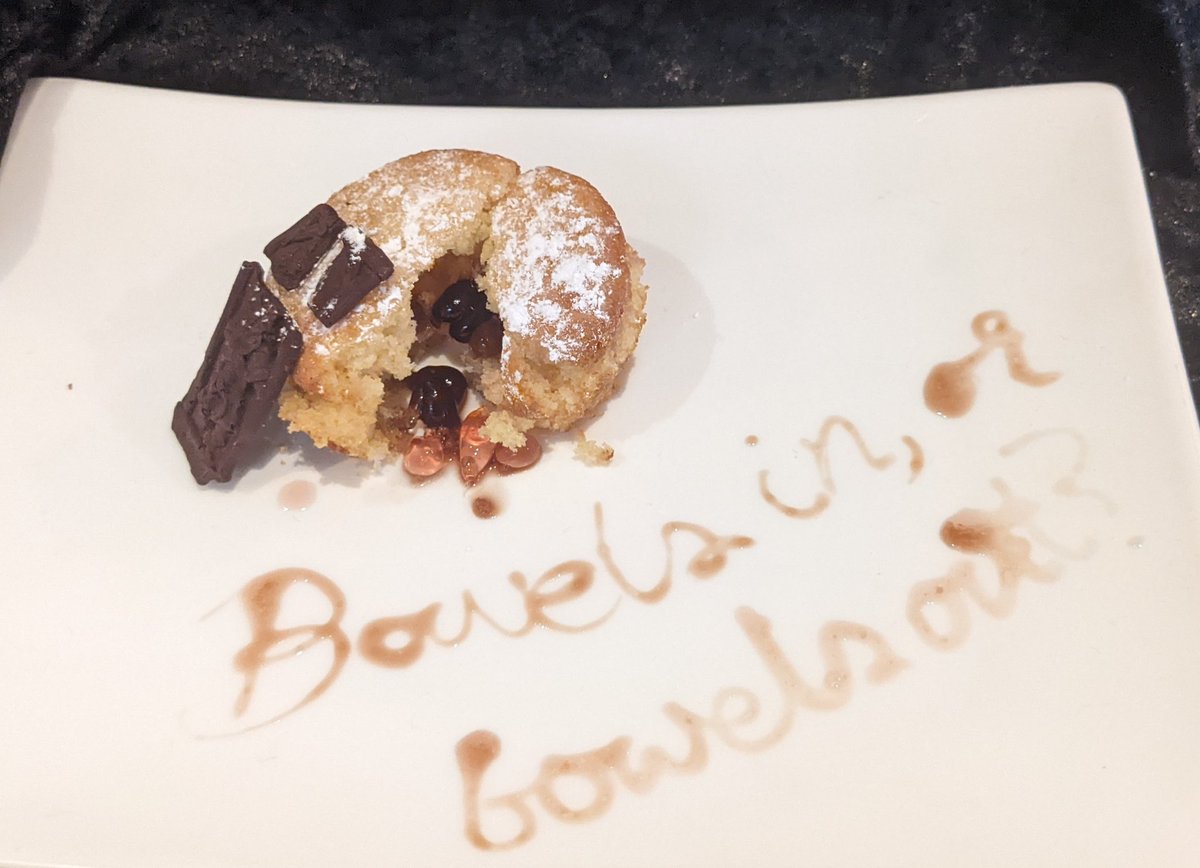 Cupcake with the 'bowels in or bowels out' quote