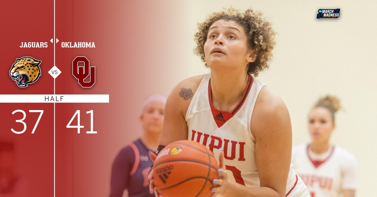 IU Indy Jaguars (@iuindy_jaguars) on Twitter photo WBB: Oklahoma 41, @IUPUI_WBB 37 - Half
At the half the Jags are down by four.
@macee_noelle: 14 points, 6 rebounds
<a href="/Racmac14/">Rachel McLimore</a>: 7 points
<a href="/RachelK33443336/">Rachel Kent</a>: 6 points, 2 rebounds
#JagsROAR #MarchMadness WBB: Oklahoma 41, @IUPUI_WBB 37 - Half
At the half the Jags are down by four.
@macee_noelle: 14 points, 6 rebounds
<a href="/Racmac14/">Rachel McLimore</a>: 7 points
<a href="/RachelK33443336/">Rachel Kent</a>: 6 points, 2 rebounds
#JagsROAR #MarchMadness