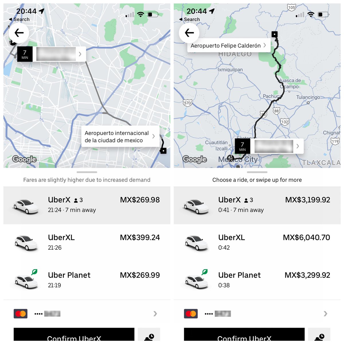 Acabo de cotizar un viaje en <a href="/Uber/">Uber</a>, saliendo de Satélite, a los dos aeropuertos que hay.

El viaje al #AICM tendrá una duración de 40 minutos exactos y un costo de $269.98

El viaje al #AIFA tendrá una duración de 3 hrs y 57 mins exactos y un costo de $3,199.92

Juzguen ustedes.