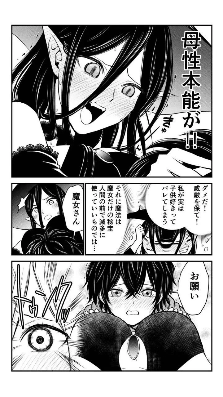 「人間に身の程をわきまえて欲しい魔女」と「魔女をお母さんだと思っている坊や」の取引。