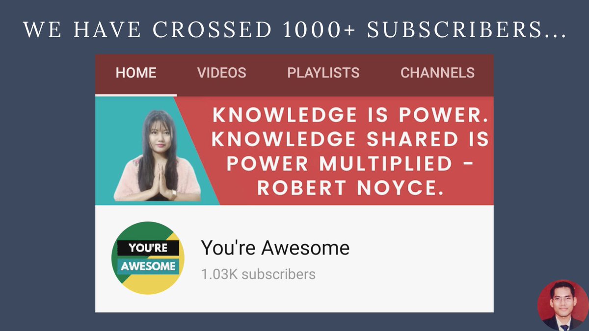 vikram_brahma's tweet photo. Good morning to all of you. 

Friends, I am happy to announce that we have crossed 1000+ subscribers plus 4000+ watch hours on our YouTube channel. 

I just want to say – thank you for your love and support. 

#youtube #video #growth #learning #earning #motivation https://t.co/o9WSrC38XB
