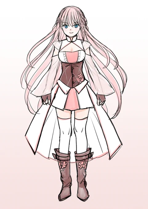 桜の騎士 キャラデザしてみた。ええ感じになってる