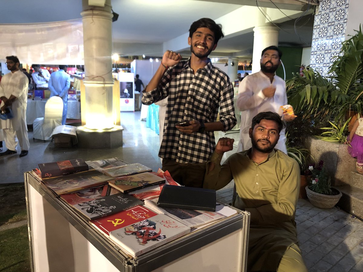 PYAKarachi's tweet photo. PYA Karachi held a bookstall at #SindhLiteratureFestival today.

Comrades were there with various @IMTPakistan publications related to labour movement, Kashmir’s Freedom, CPEC, and Marxist ideas. We also distributed leaflets of @rwf1917 (Karachi)’s Labour Conference among youth. https://t.co/Mw5Jvv1mwx