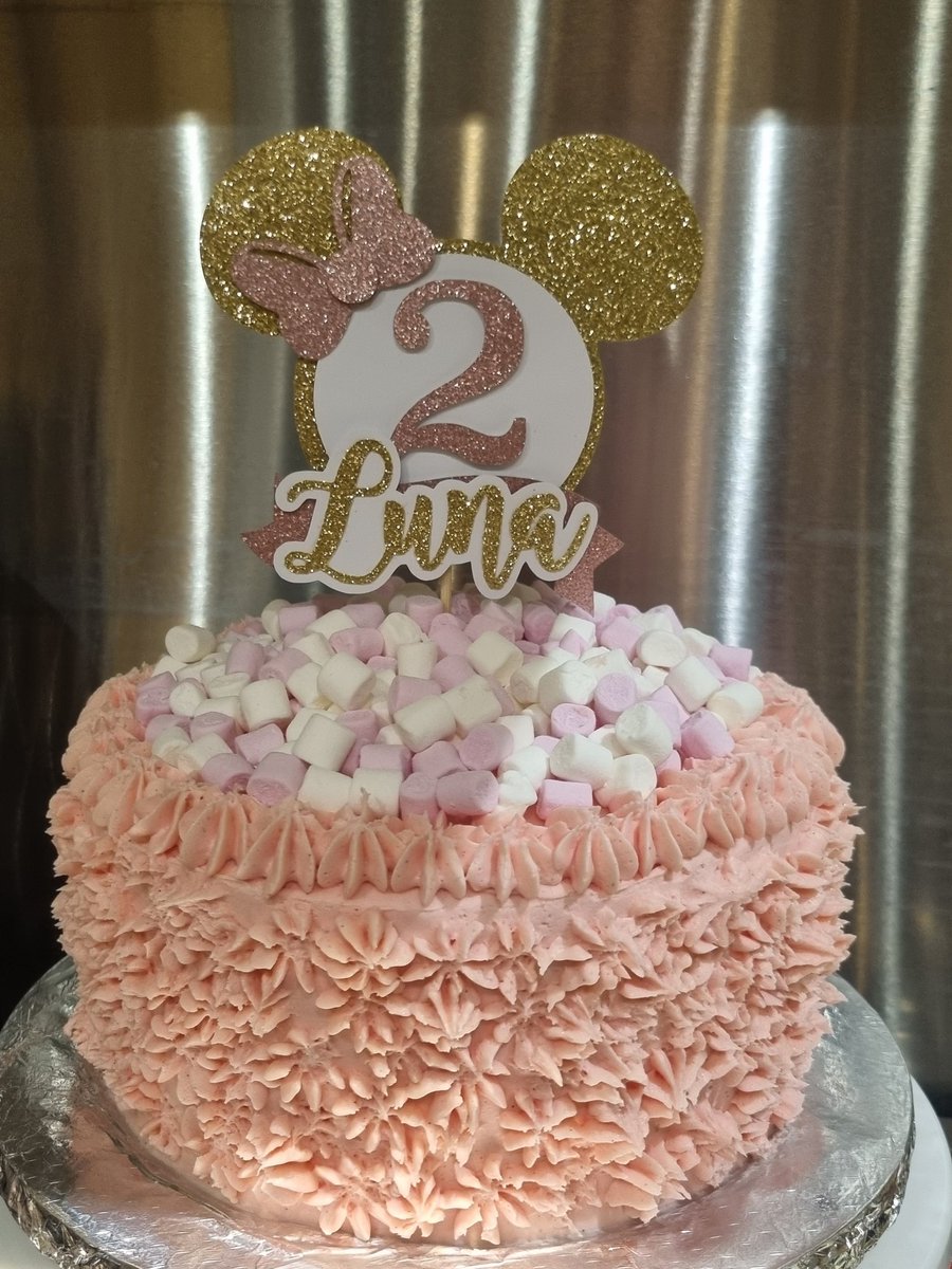kaffi68's tweet photo. Birthday cake made for granddaughters birthday today. 
#homemade #cake
#Luna #twotoday 
#birthdaycake 
#birthdaygirl
#minniemouse
#minimarshmallows https://t.co/ny5OOr3o9b