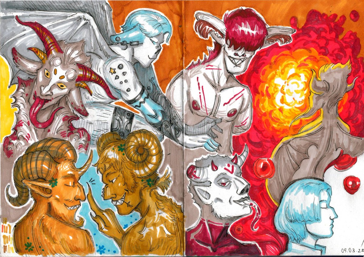 huichno's tweet photo. demons and fauns 

#tradishionalart #ArtistOnTwitter https://t.co/LPKmOQs0hH