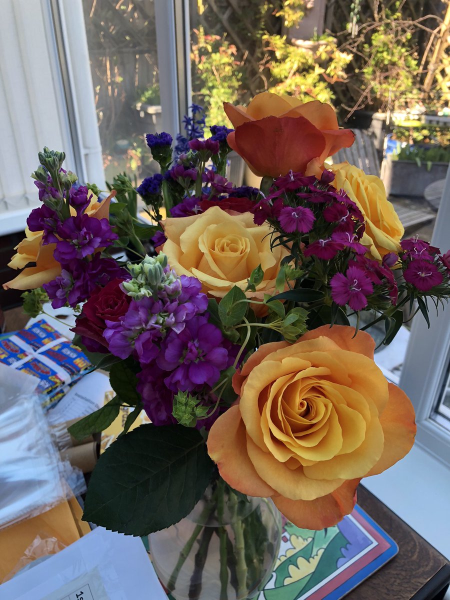 Digifem's tweet image. Happy Birthday please enjoy sharing real flowers I got for mine and scarily bonkers ink flowery experiment on very absorbent hand made paper #cheapink #loveinkstho