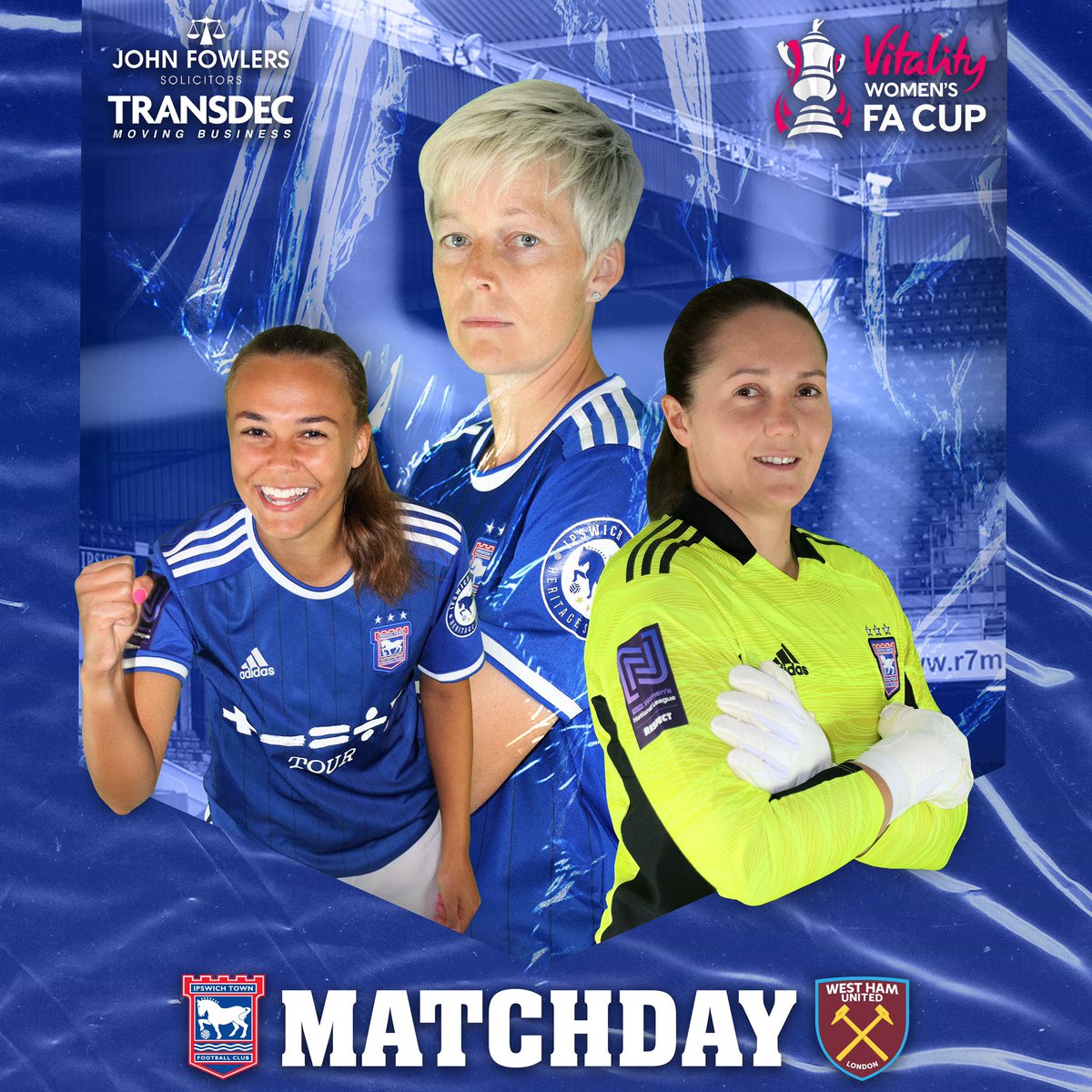 🔵 𝗠𝗔𝗧𝗖𝗛𝗗𝗔𝗬 ⚪️

🆚 West Ham United

🏆 Vitality Women’s FA Cup QF

🏟 The Goldstar Ground 

⌚️ 12:30pm

📺 Live on BBC Red Button

🎙 Commentary on BBC Radio Suffolk 

🤝 Sponsored by <a href="/JohnFowlersLLP/">John Fowlers Solicitors LLP</a> 

#itfc | #WomensFACup