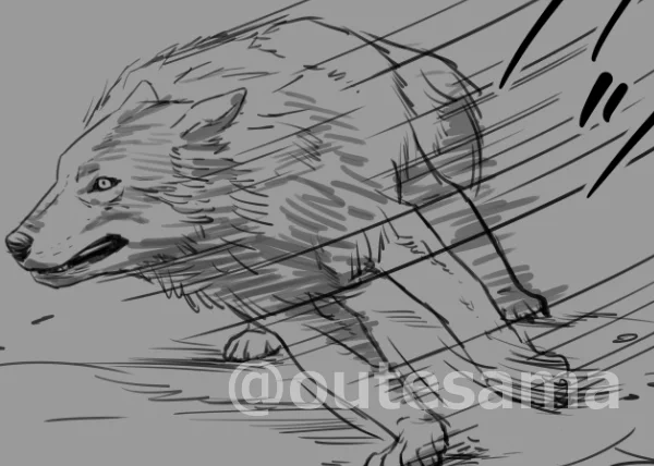 これで完成ではなく、一旦お見せするためにざっと描いている状態だけど、動物しか描いていない。
人類がいない世界😂 