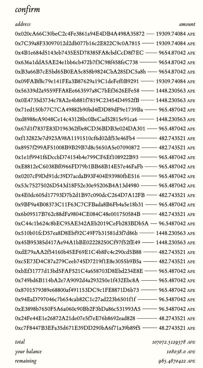 We just distributed over $1.6M worth of $APE to all #SweeperDAO members, welcome to join the club with  #NFT collectors, gurus, builders, and incubators
- <a href="/machibigbrother/">Machi Big Brother</a> 
- <a href="/joshfraser/">Josh Fraser</a> 
- <a href="/LuBall13/">LuBall13.eth</a> 
- <a href="/matthewliu/">Matthew Liu</a> 
- <a href="/ivcryptofund/">IVC (Infinity Ventures Crypto)</a> 
- <a href="/lumberg/"></a> 
- @kaymume 
and more 🧹🧹
