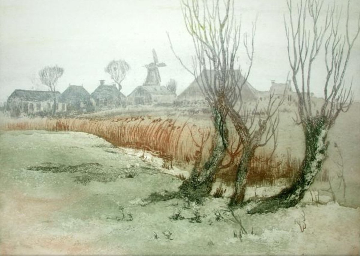roosvantudor's tweet photo. Herinnering aan Abe Gerlsma: VIJFHUIZEN. kleurets van deze wijk in Franeker met nog de oude Molen erop
10 jaar geleden in maart 2012 overleed Abe Gerlsma op 93 jarige leeftijd. Hij laat ons een prachtig oeuvre na. Een selectie van zijn werk is in het grafiekkabinet te zien. https://t.co/nf1OIRPwik
