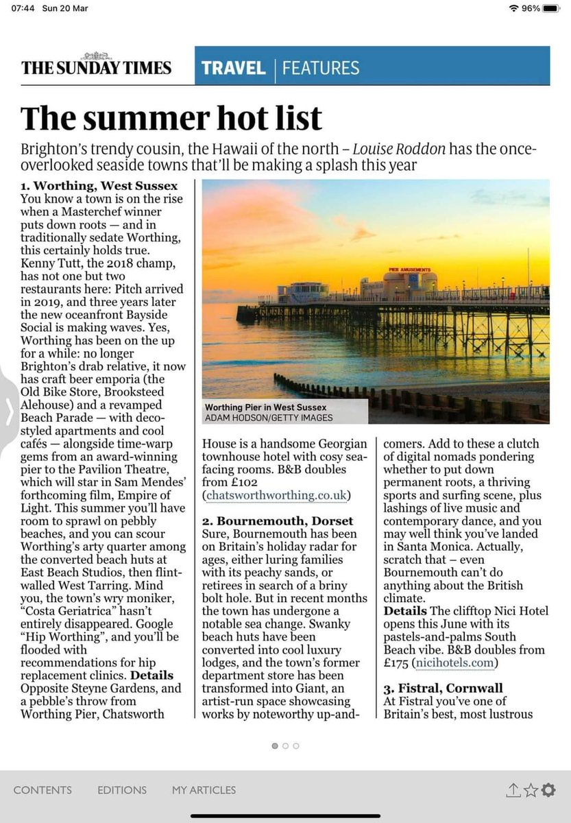 CoolTownCrier's tweet photo. Fantastic to see Worthing featured Number 1 on The Summer Hot List places to visit this year. 
@kennytutt @ChatsworthWthg @wtmworthing @WorthingJournal @timeforworthing #TownCrier  @adurandworthing
We 💘Sunny Worthing 🌞 https://t.co/csrOraS88q