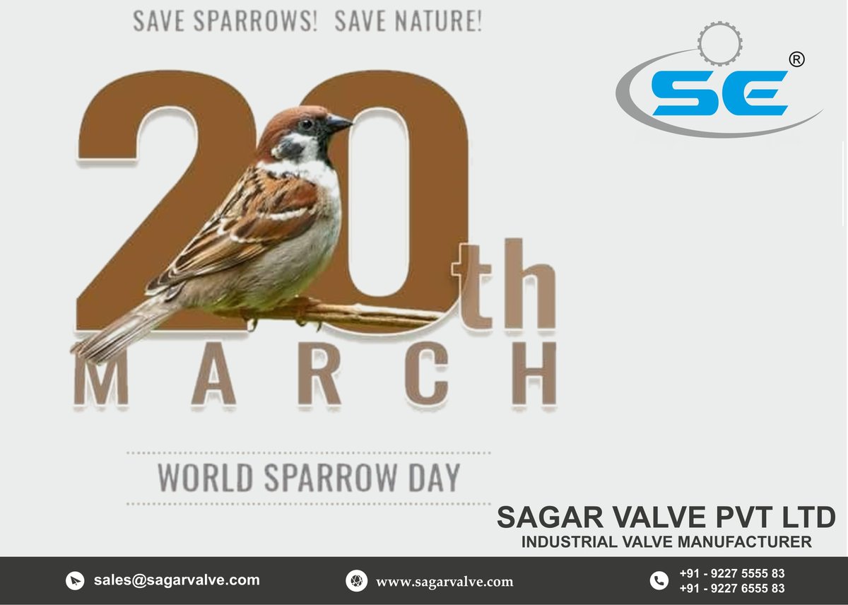 sagarvalve's tweet photo. #WorldSparrowDay2022
#ballvalve #valvemanufacturer #sagarengineering #sagarvalve #SE #valves #automation #makeinindia #rajkot #gujarat #india #export #manufacturer #Valves #SEbrand #valvemanufacturers #ballvalves #Gatevalves #globevalves #butterflyvalves #globevalve #gatevalve https://t.co/IomYf32VuR