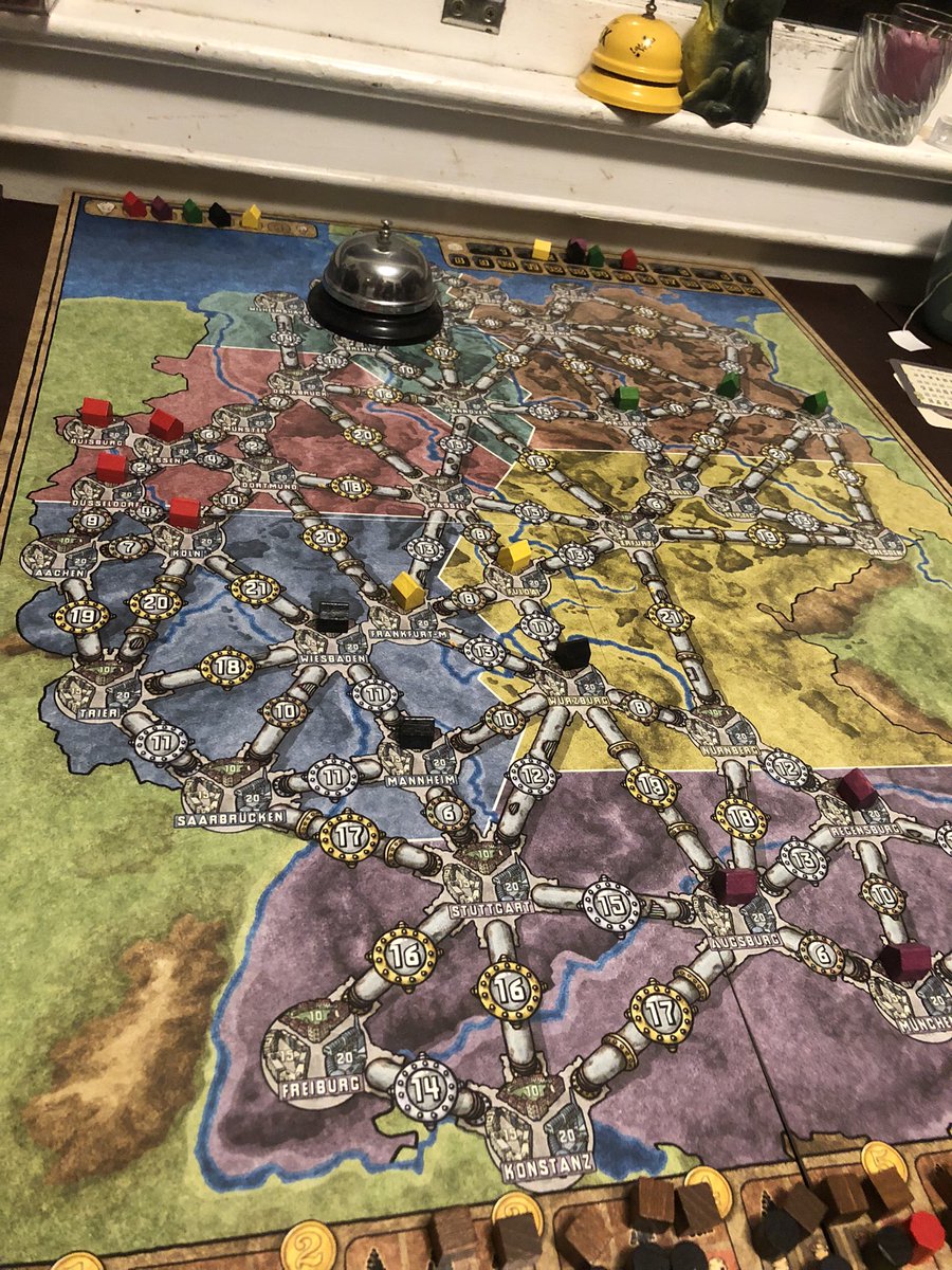 flotsam78's tweet photo. Teaching @gadfertt how to play Power Grid, he’s kicking our asses 😂 Aurora wanted to play too! #boardgames #gamenight #powergird https://t.co/l8zoUbLbV0