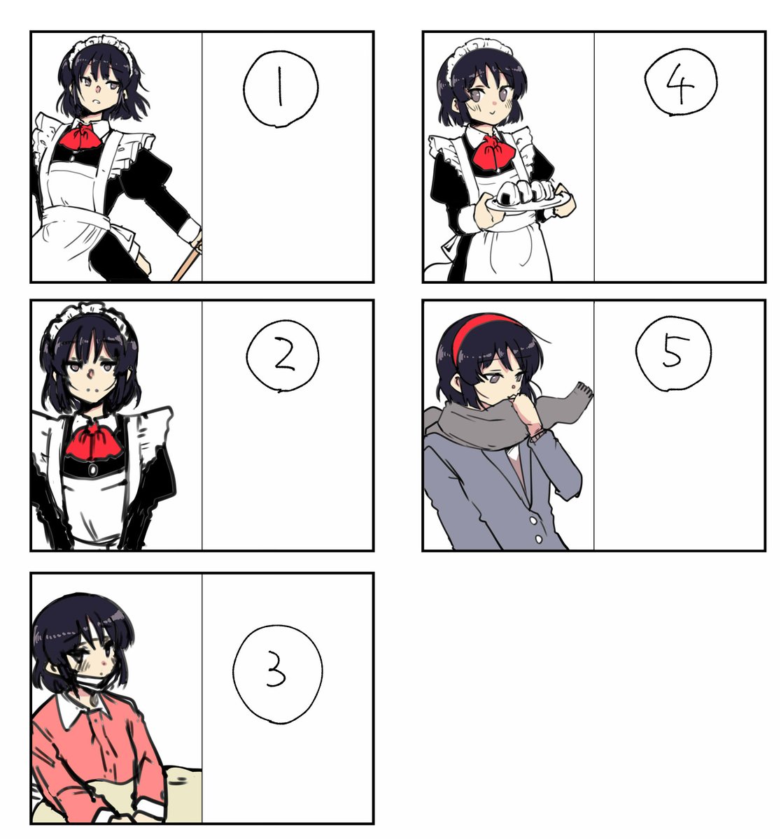 7巻のカバーイラスト案ラフ
最初にいくつかパターンを出して、その後パジャマに絞ってさらにパターンを考えて最終的にコレになったようです 