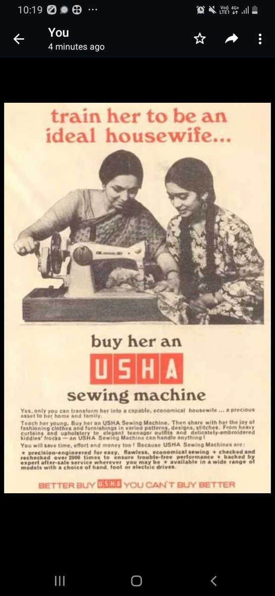 priti_patkar's tweet photo. Let women decide!
From #hindicinema to rehabilitation programs for women &₩ girls #sewingmachine was & still continues to be the most #ideal recommended device/machine for women and stitching a must have skill.
#idealwoman #idealhousewife.
#endgendersterotypes
#stoplabelling https://t.co/celCe387su