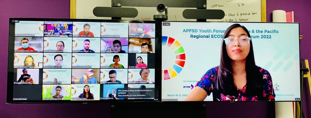 SivananthiT's tweet photo. Shreya Shrestha @YUWAtweets Nepal talks about how #CSE helps advance health outcomes and gender equality, hence impacts SDGs 3,4 &amp; 5! @ARROW_Women #APFSDYouth2022 #ECOSOCYouthAP2022 https://t.co/28ZmIRs7lu