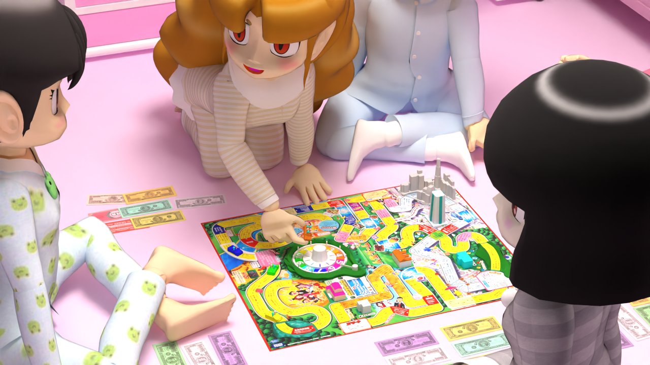 こむ 人生ゲーム タカラトミー で遊ぶ5人です やまはちゃんはびわとペアでゲームをしていますが みどりちゃんが駒の車に子どもが4人も乗っているのを見て 子だくさんねー と言っています 3dcg Sketchup イラスト 人生ゲーム タカラトミー