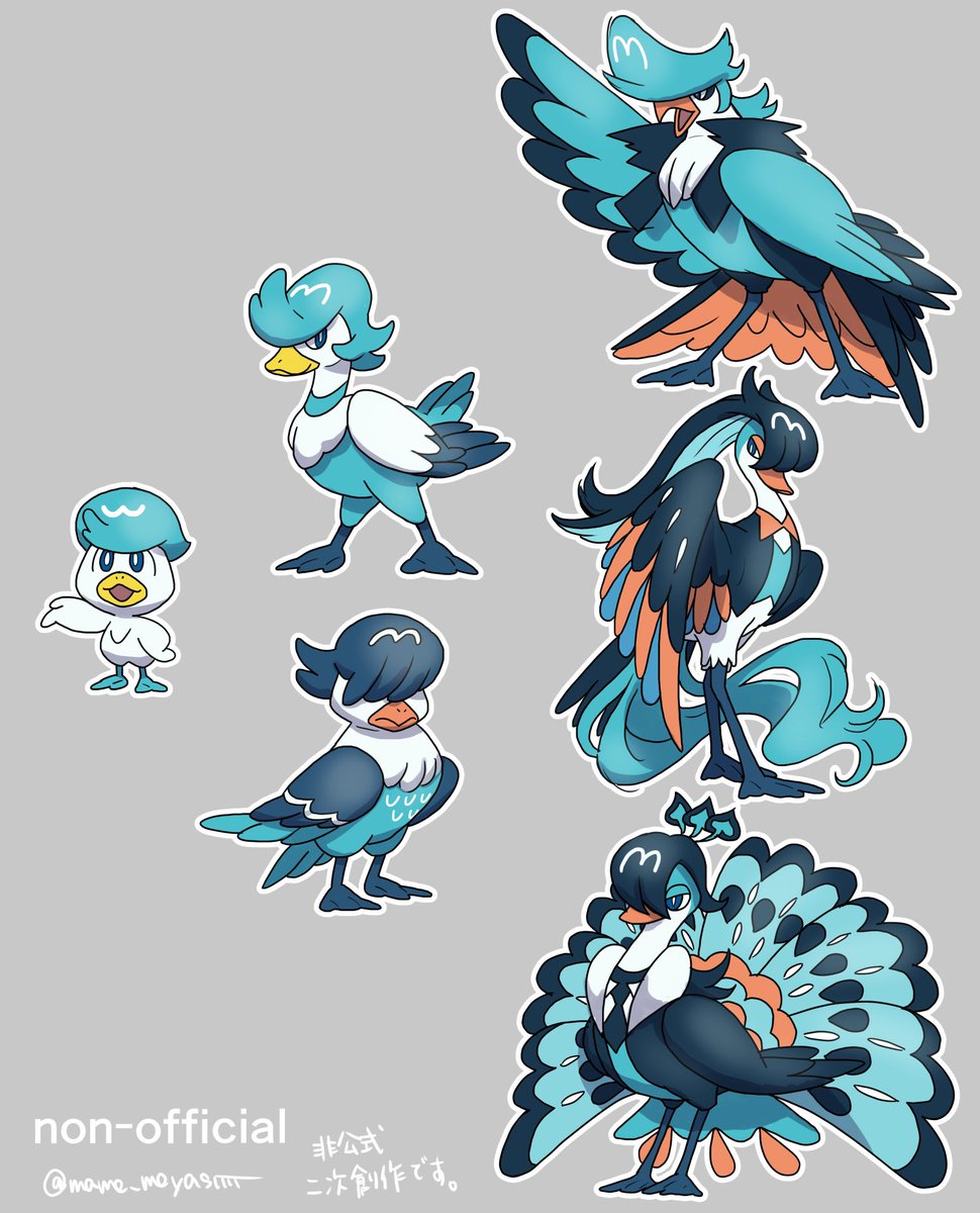 pokemon (creature) grey background no humans standing bird multiple views simple background  illustration images