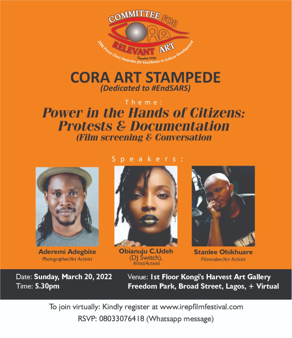 aderemiadegbite's tweet photo. Join me today at the International Documentary Film Festival (iRep2022) where I will be in conversation with the famous DJ Switch and Stanlee Ohikhuare on the theme: "Power in the hands of citizens: protests and documentation."
#EndSARS #OurVoiceCount #EndBrutality #irep2022 https://t.co/UyLxCbodmP