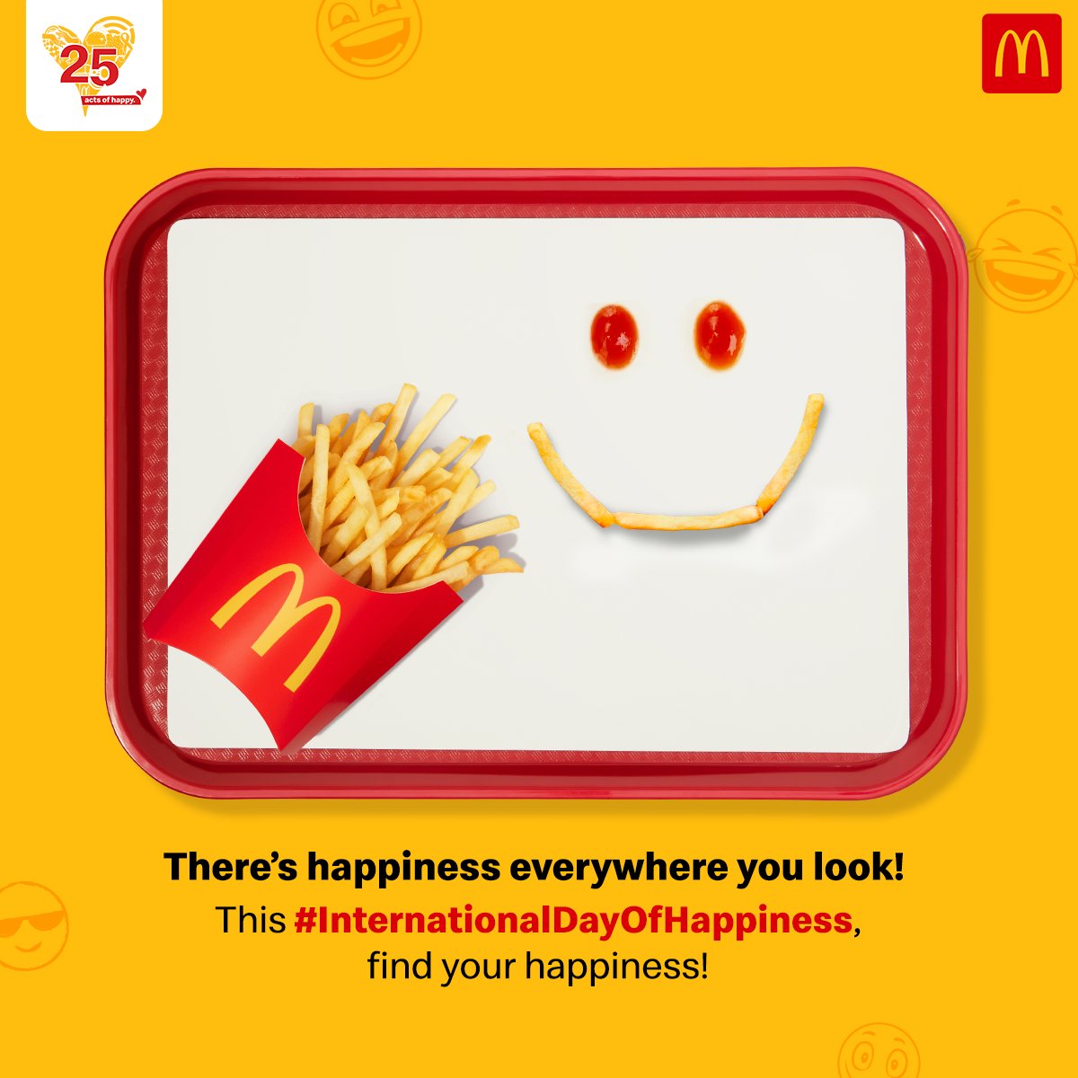 mcdonaldsindia's tweet photo. 3 ways we’re celebrating #InternationalDayOfHappiness! 
Looking 🔍 for Happiness. Indulging 🍔🍟🥤 in Happiness. Sharing 📸 Happiness.

#CaptchaHappiness #25ActsOfHappy https://t.co/D9noGYzsGo