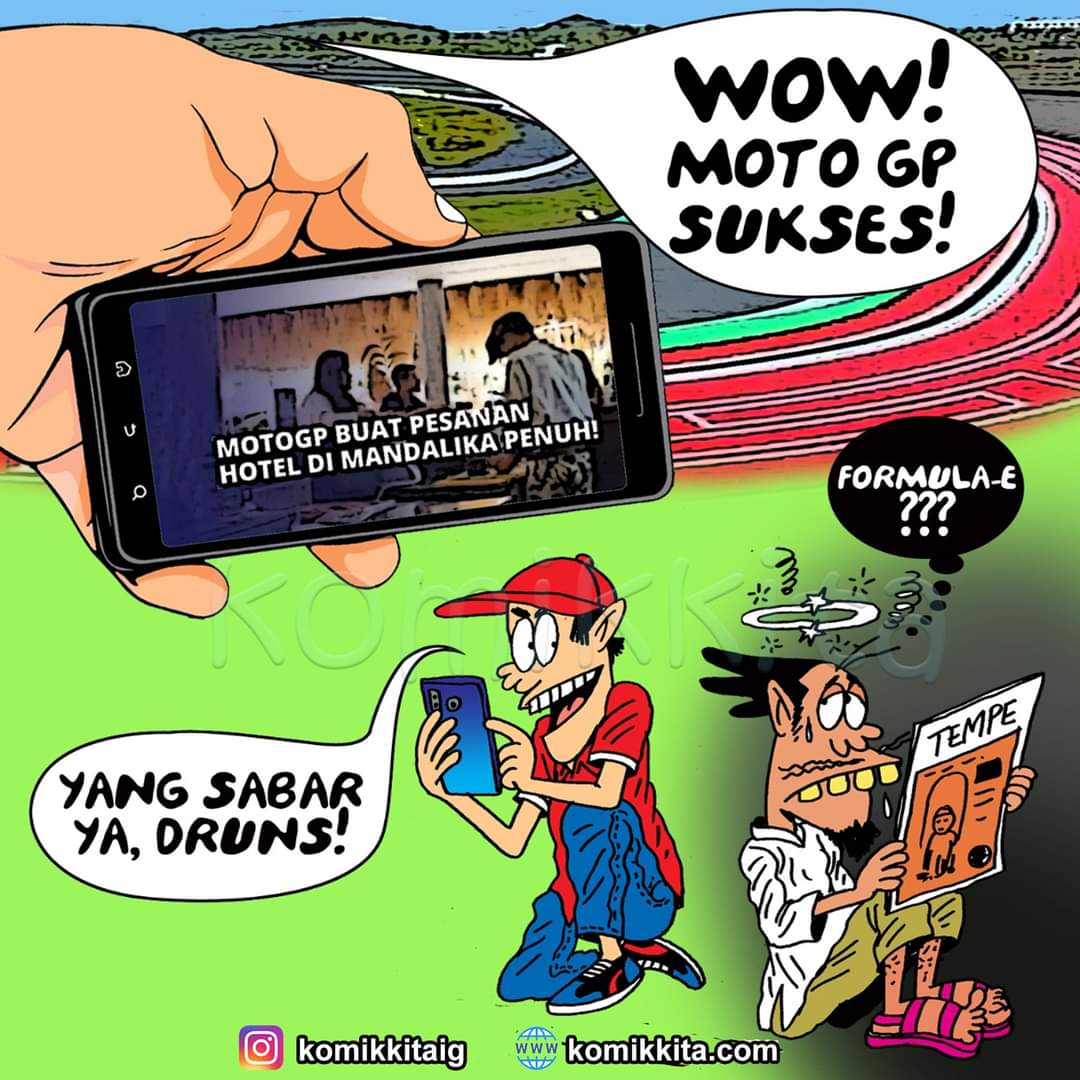 komikkitatweet's tweet photo. alhamdulilah Moto GP  sukses.  Formula AB  eh formula E , ayo kejar target . . https://t.co/L5fPZRGBXU
