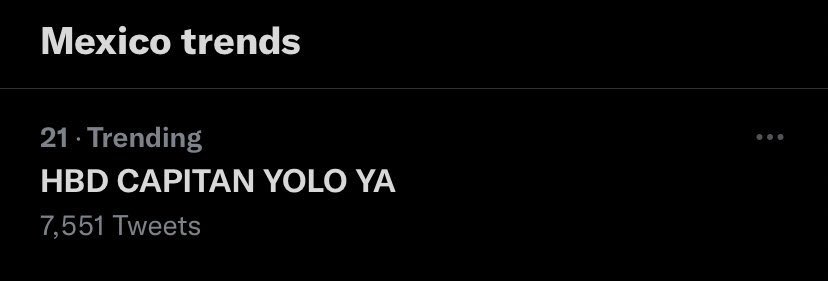 lauu_335b's tweet photo. EL SE MERECE ESTO, VAMOS A SUBIR MÁS ESA TENDENCIA NO JODA 

HBD CAPITAN YOLO YA https://t.co/a4zJI0oVfG