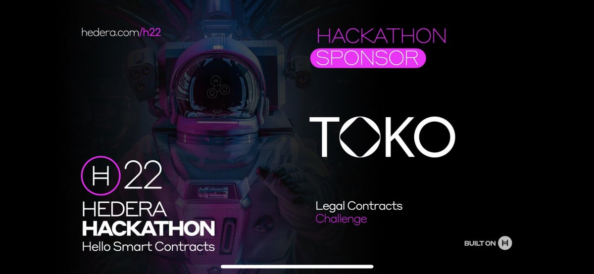 Excited that TOKO is sponsoring the Hedera hackathon again in ‘22, asking participants to create an application that uses HTS and HCS to deploy tokenized assets using a Ricardian Contract.  Machine readable contracts deployed on Hedera…..Cannot wait to see the submissions.