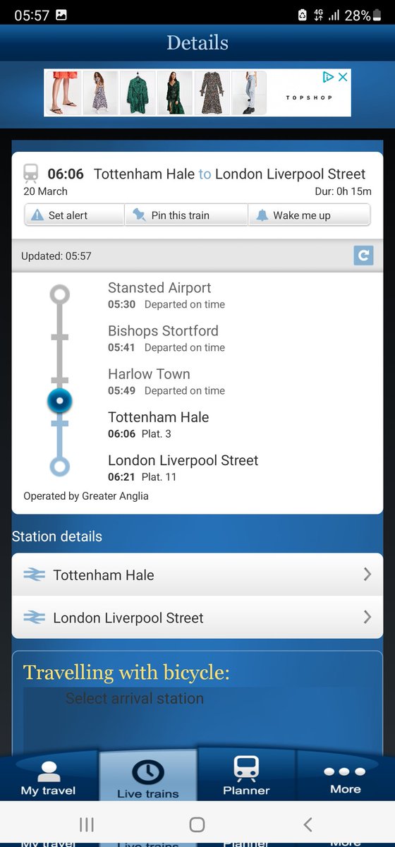 DeanClegg's tweet photo. @greateranglia how comes there is nothing on the display boards or app about a train leaving Broxbourne Station at 05:55 this morning going to Liverpool Street? But there was definitely a train that stopped. https://t.co/zZ9ar5vqiC