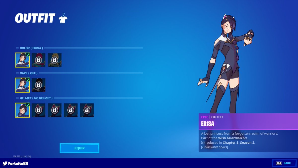 IceMonkeyFR's tweet photo. A look at the Erisa Outfit in the Locker! #FortniteSeason2 https://t.co/17srzdbHvX