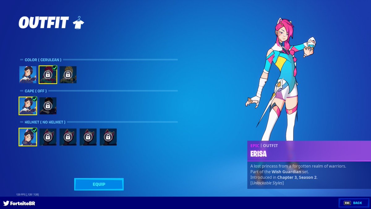 IceMonkeyFR's tweet photo. A look at the Erisa Outfit in the Locker! #FortniteSeason2 https://t.co/17srzdbHvX