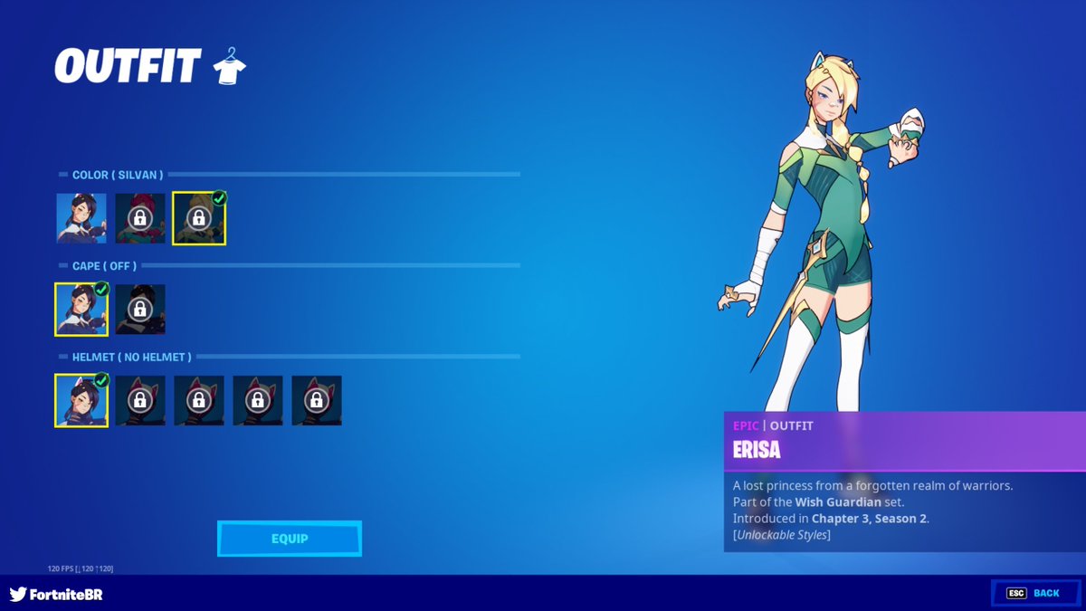 IceMonkeyFR's tweet photo. A look at the Erisa Outfit in the Locker! #FortniteSeason2 https://t.co/17srzdbHvX
