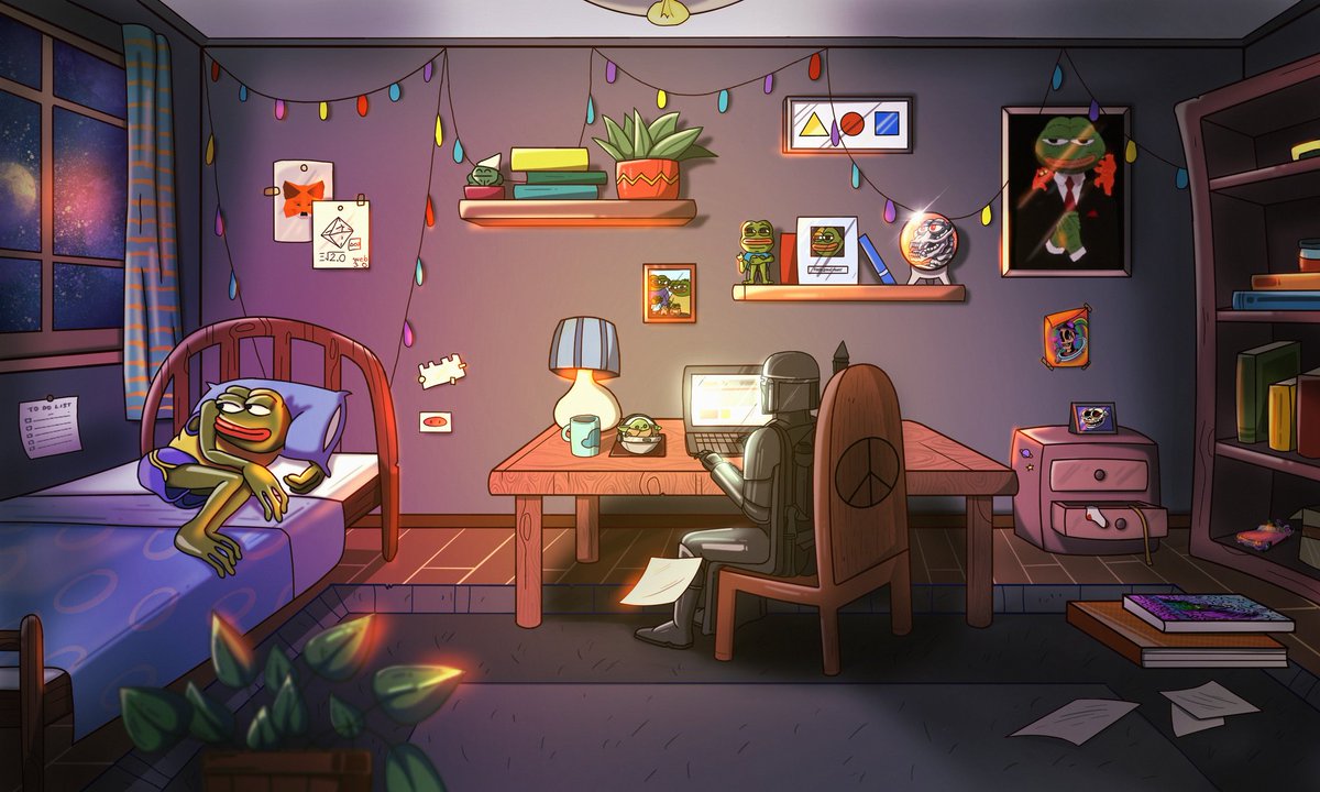 altangcr's tweet photo. ✨"Pepe's Dream Room" avaliable on @foundation !💚🐸
I hope everyone like it! 🙏❤️

🌈Big Credit:
- Lucas film ©
- Matt Furie © and more in desc..

https://t.co/VrqZTgFK8n

#pepe #FrogFam #foundation #NFT #NFTCollection https://t.co/bp03Yxp2wY