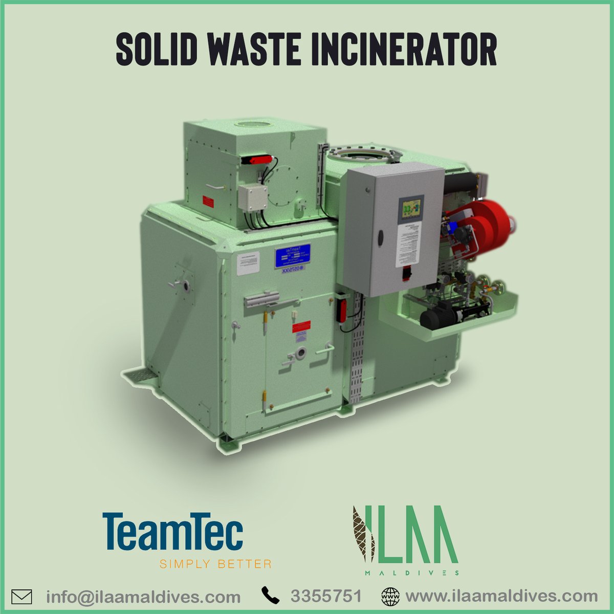 IlaaMaldives's tweet photo. Presenting the most effective incinerator in the market today – TeamTec Incinerator GS500CS!
For more info reach us on
T: 3355751
E: info@ilaamaldives.com
W: https://t.co/TMIMEgJ6Vs
#Incinerator #TeamTec #IlaaMaldives https://t.co/VfKtAqk54y