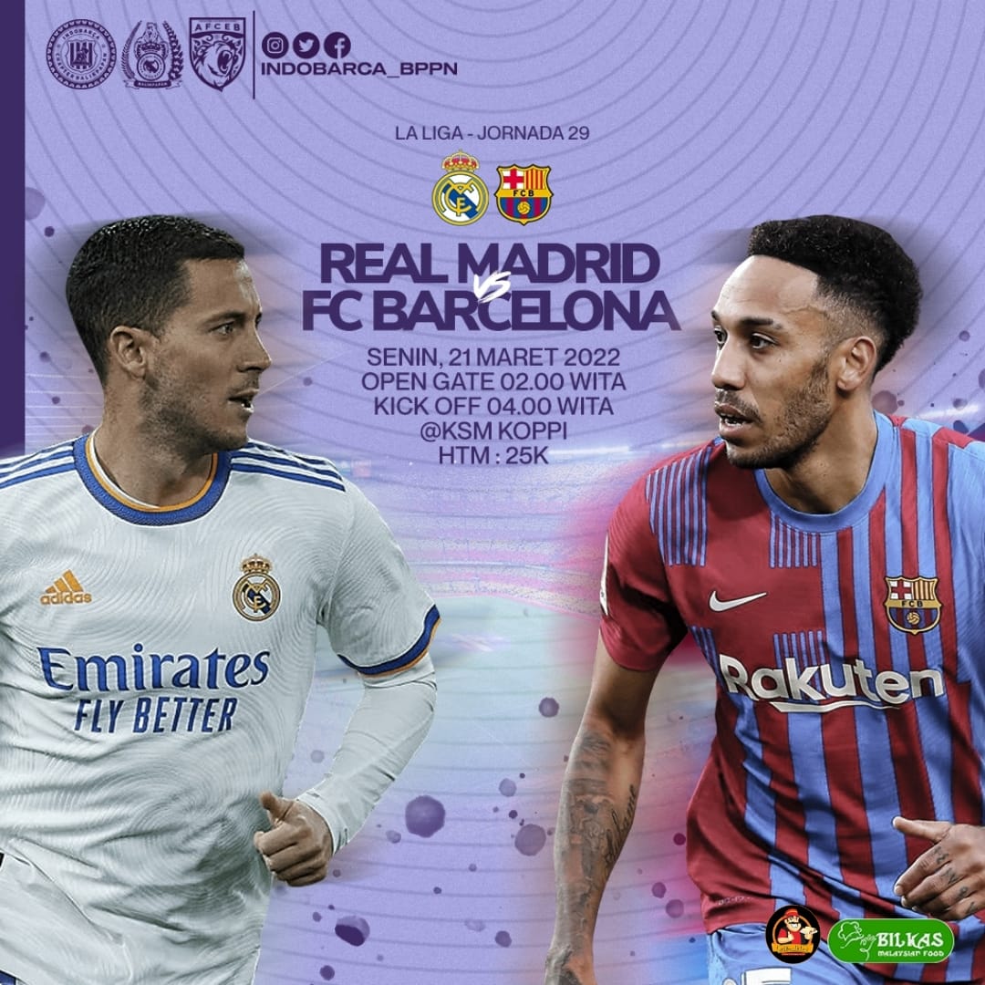 📣 INDOBARCA CHAPTER BALIKPAPAN
( @indobarca_balikpapan )
.
🏆 La Liga jornada 29
🎦  Real madrid vs FC Barcelona
🏟  Santiago Bernabeu
📅  Senin, 21 Maret 2022
⏰ K.O: 04:00 WITA
📍KSM Coffe
💸 25K
📱 +62 822 5183 8863
.
.
#NoBarChapterIndoBarca
#IndobarcaBalikpapan