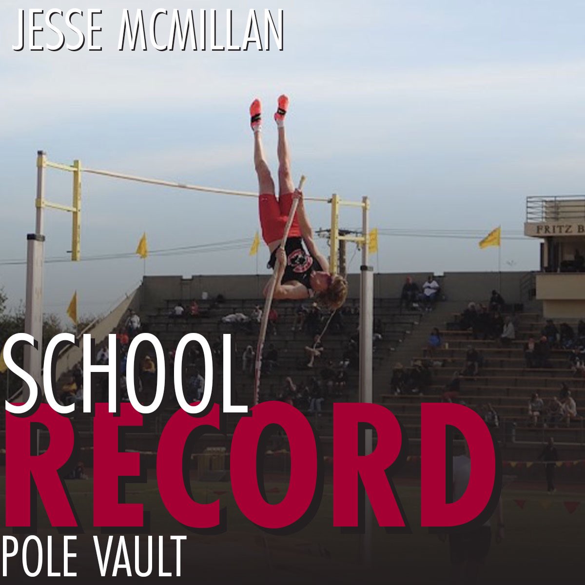 ChapmanSports's tweet photo. Congrats to Jesse McMillan! The new school record in the pole vault! #pawsupCU https://t.co/3dCmUK3mcS