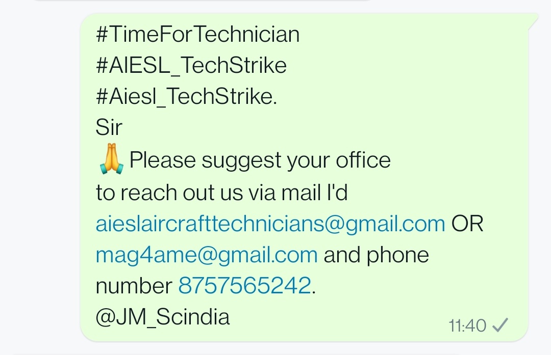 bineetks8's tweet photo. #TimeforTechnician
#AIESL_TechStrike 
@JM_Scindia https://t.co/72iMQ3ADoY