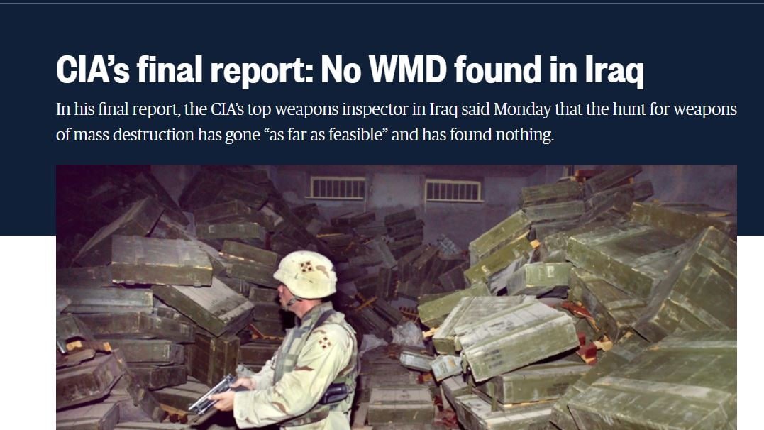 RusEmbassyJ's tweet photo. 📅March 20-April 9, 2003
🇺🇸#US &allies invade 🇮🇶#Iraq to overthrow Saddam Hussein
12 yrs #UNSCOM & #UNMOVIC search for hidden stocks of #weapons_mass_destruction (#WMD), existence of which 🇮🇶 denied
NO WMD found
7300 civillian lives lost
151K died in 3yrs
https://t.co/cc1wCKDcFu https://t.co/0dkpLK5v1X