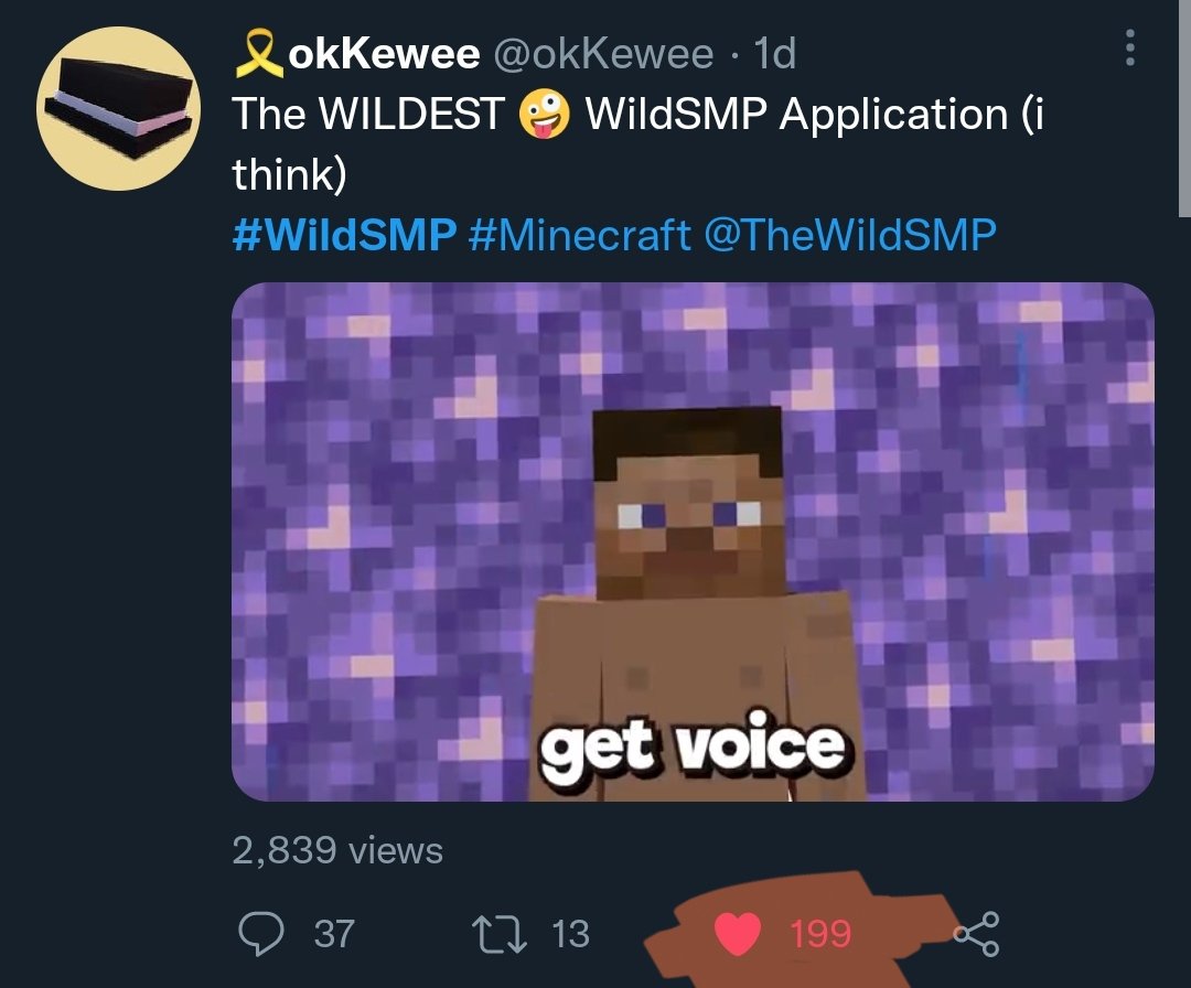 okKewee's tweet photo. 11 more likes and we'll get more likes than the original #WildSMP application post! https://t.co/QooKJ4pea7