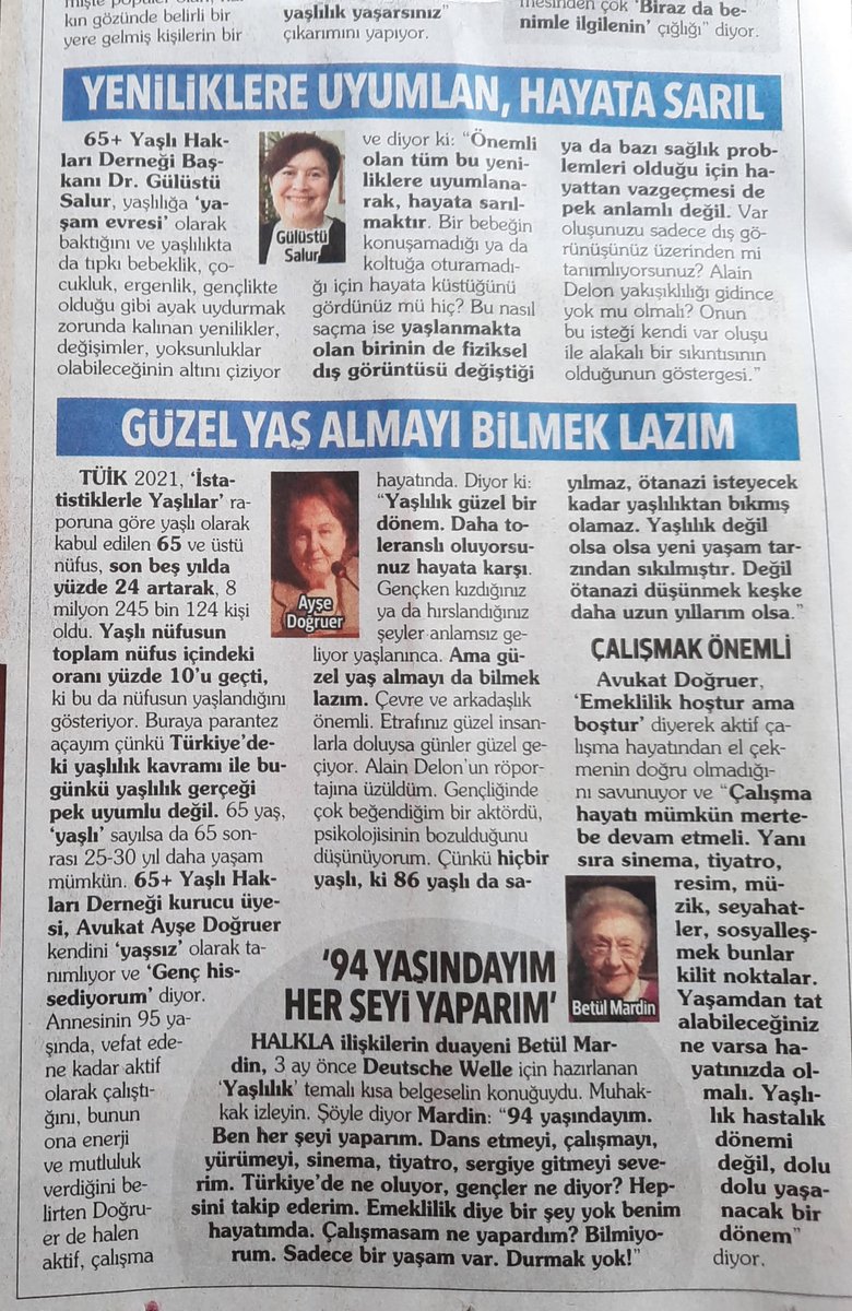 65YHD's tweet photo. "Yaşlandığını, #ötanazi istediğini" söyleyen #AlainDelon haklı mı?
#yaşlıvemutlu olmanın, aktif #yaşlanma'nın değerini anlatan, toplum olarak üzerimize düşenleri hatırlatan @65YHD kurucuları @gulustu ve Ayşe Doğruer'e, @serapduygulu ve Betül Mardin'e 🙏👏🙏👏 https://t.co/FUHZwllE6O
